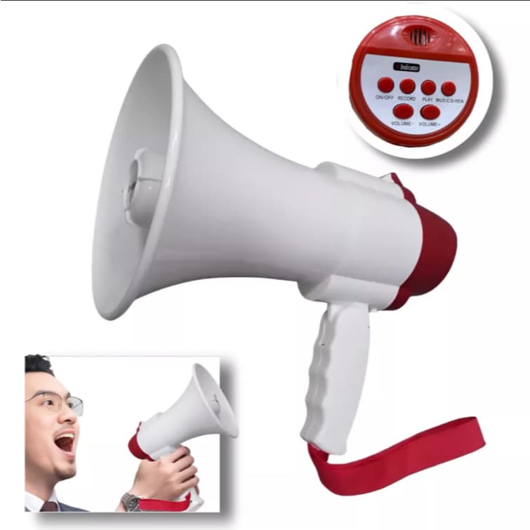 Megafone Portátil Recarregável Com Sirene Musical E Gravador