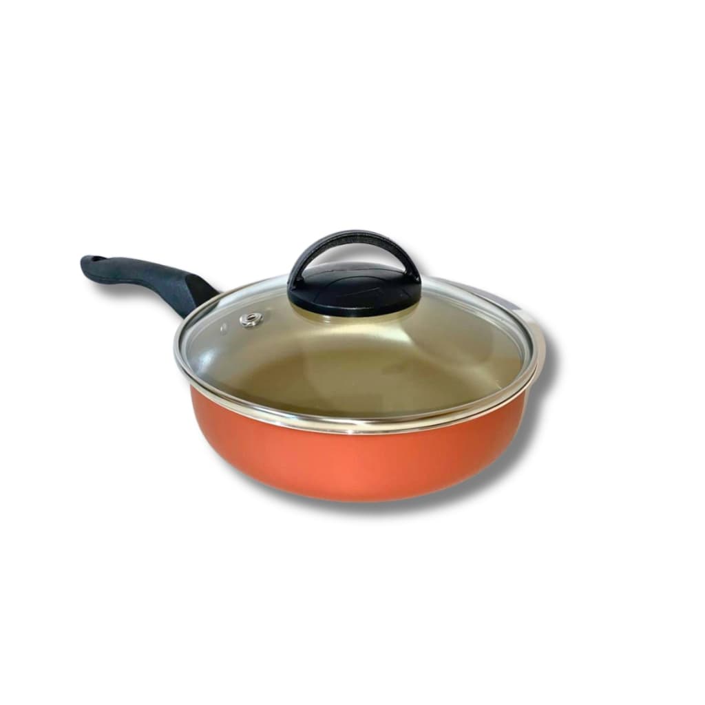 Frigideira Alta Funda 18 Cm Antiaderente C/ Tampa Vidro