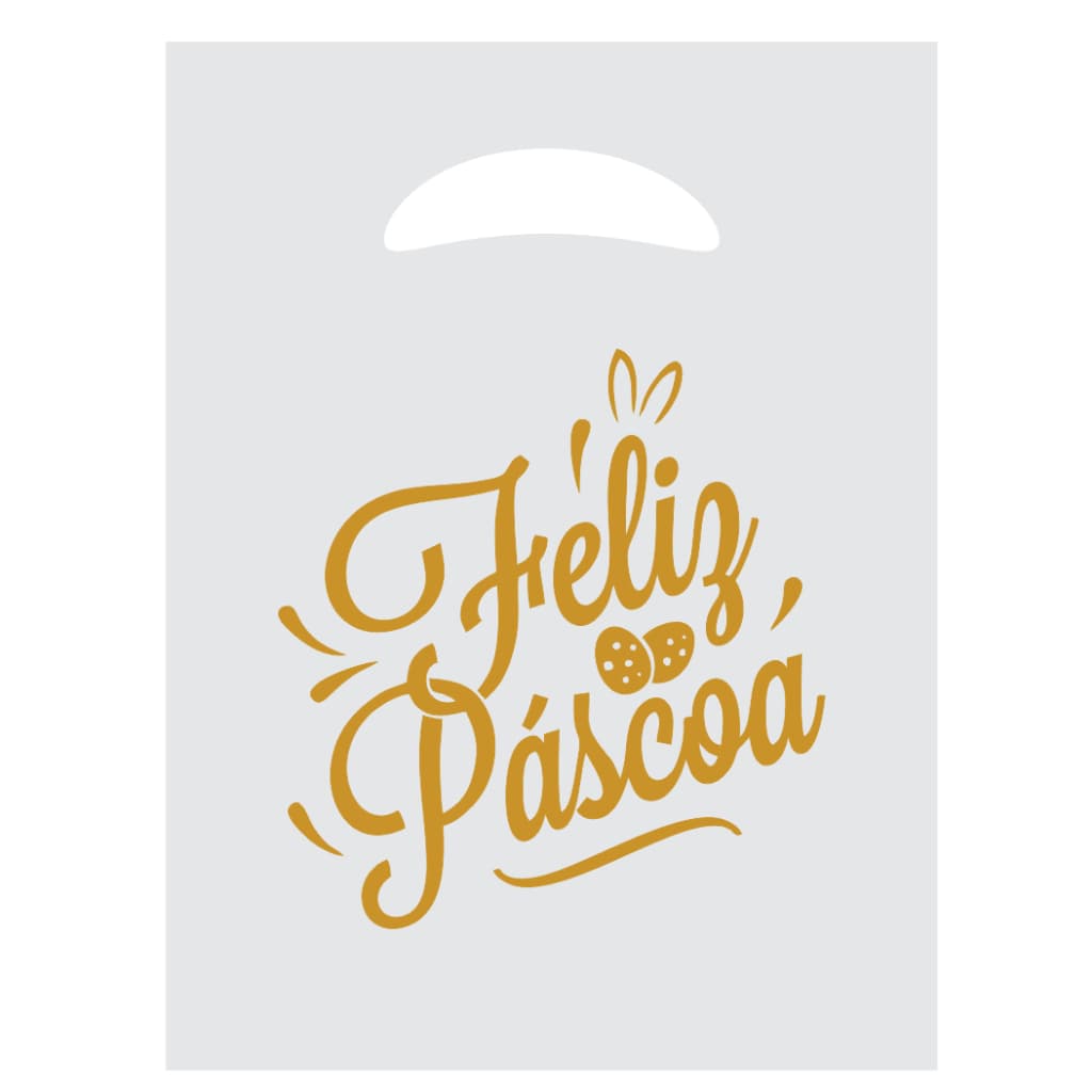 Sacolas Plástica 40x50 (25 - 50UN) - Frase Feliz Páscoa 1