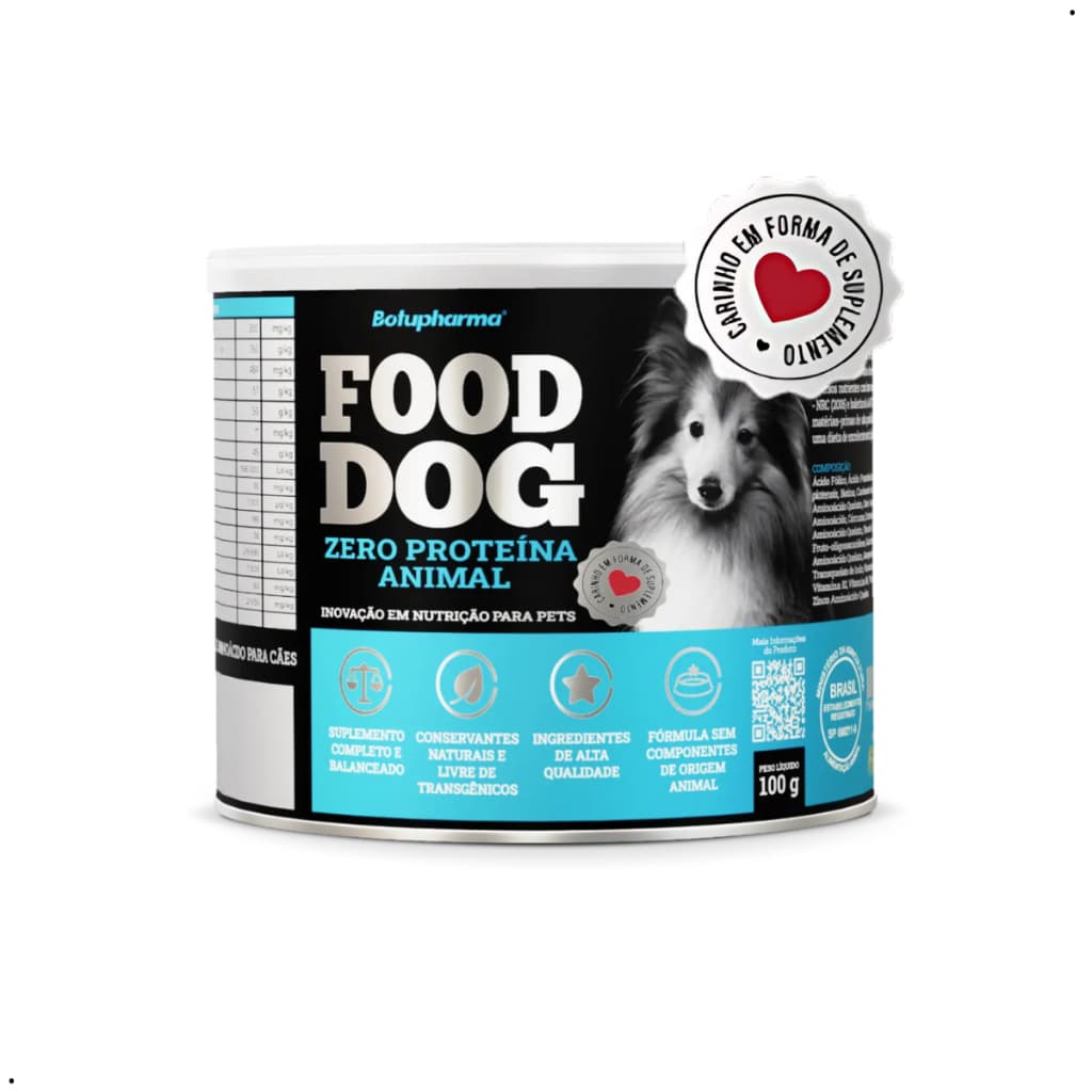 Food Dog Zero Proteína Animal 100g Suplemento Vitamínico Mineral e Aminoácido Cães