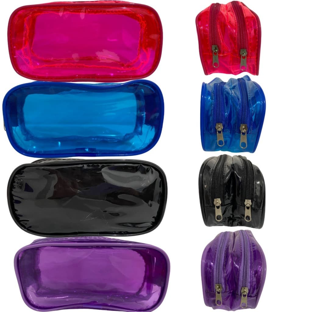 Estojo Neon Várias Cores  Duplo Escolar Porta Lápis