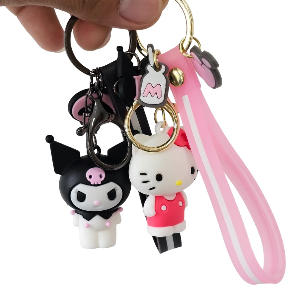 Chaveiro Hello Kitty E Kuromi Emborrachado Sanrio