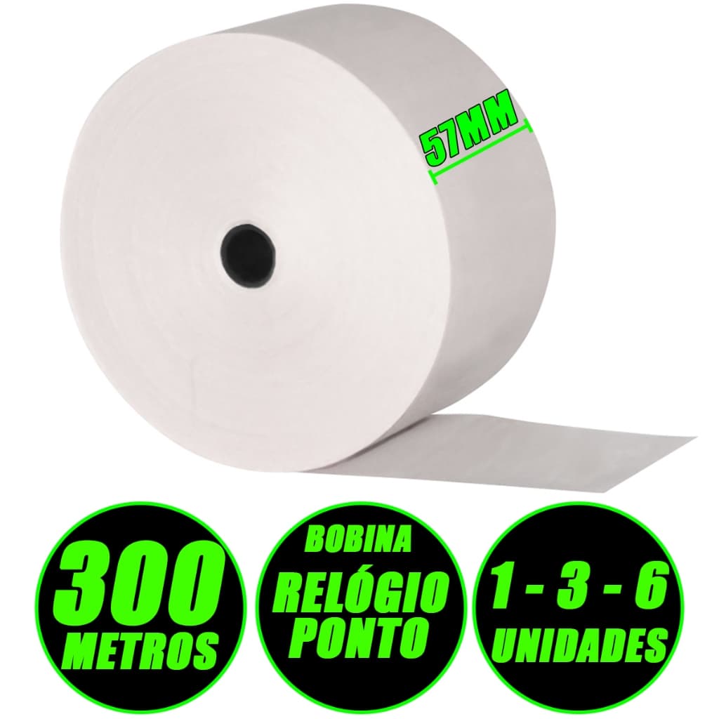 Bobina Térmica Para Relógio De Ponto 57x300 Rep Comprovante Acesso