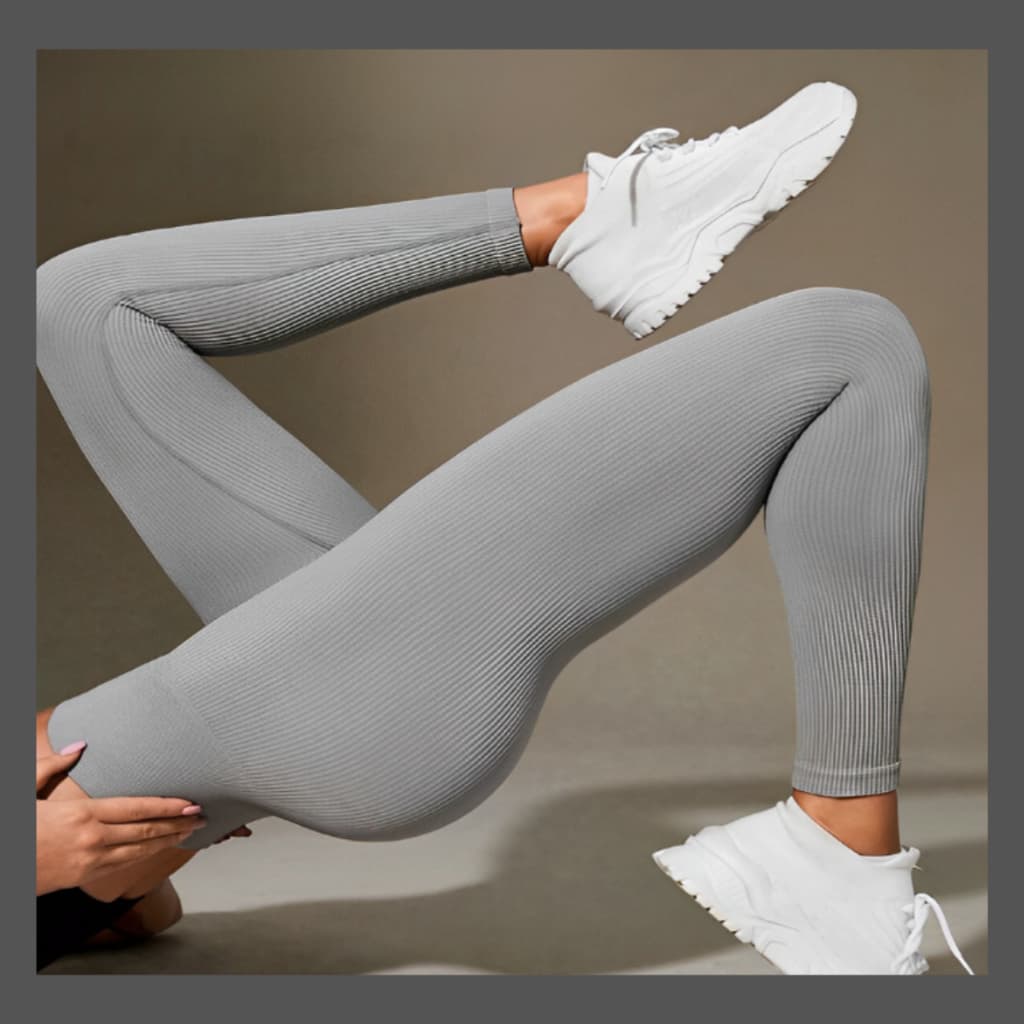 Calça Feminina Esportiva Canelada Poliamida Academia Elástica Importada