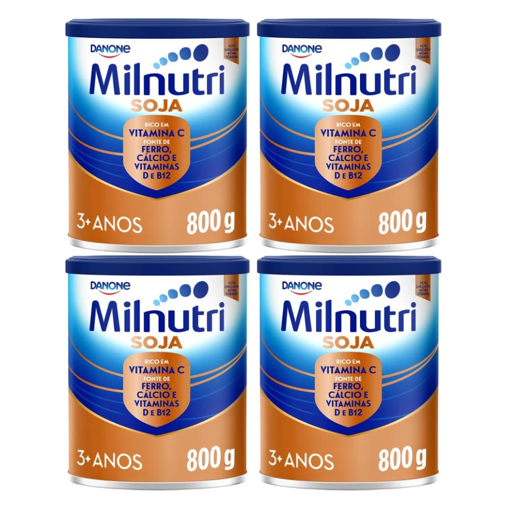 4 Latas Milnutri Soja 800g – Fórmula Infantil 3+ Anos Danone | Envio Imediato