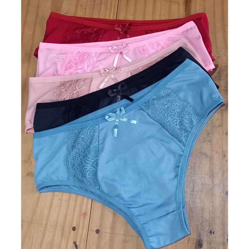 Kit 3/5/10 Calçola Senhora Conforto Com Renda Lateral Cintura Alta ELEGANCE