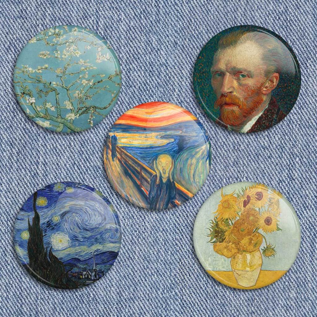 botons artes famosas pinturas obras de arte broches, buttons, pins