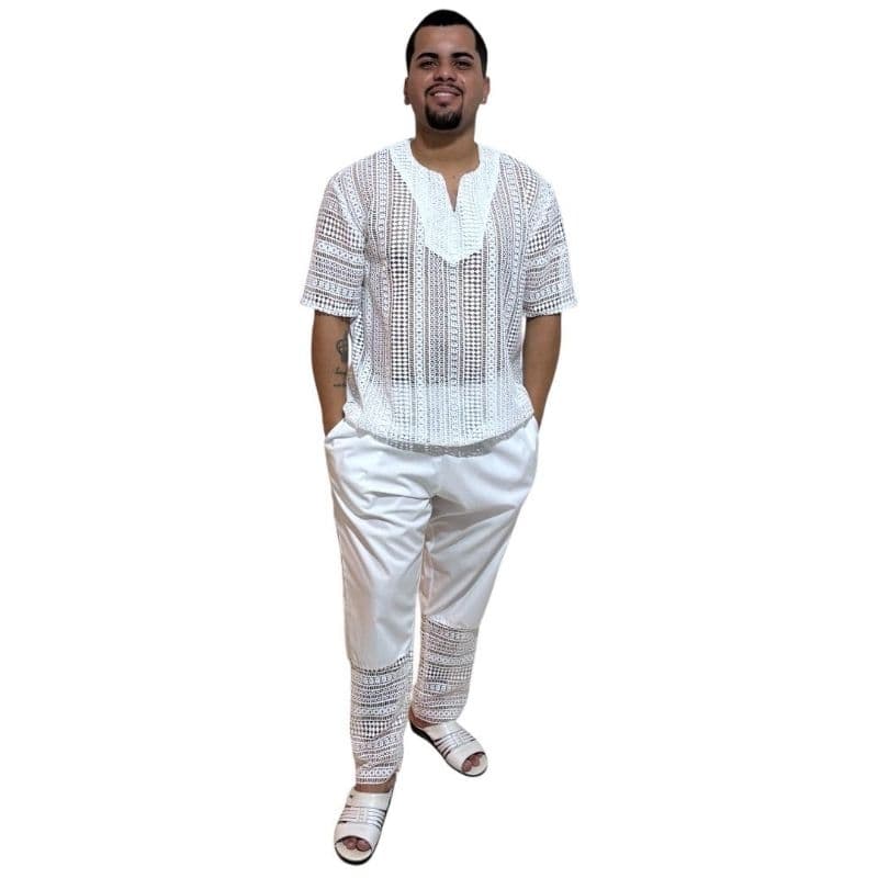 Conjunto Masculino Em Grippir Umbanda E Candomblé cód 02 O MODELO DO GRIPPIR PODE SOFRE ALTERAÇÕES