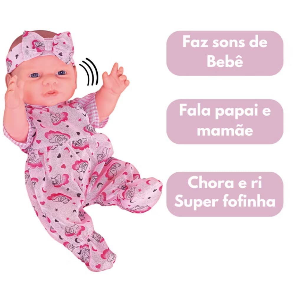 Boneca Pepita Com Sons De Bebê Milk Fofa Que Fala