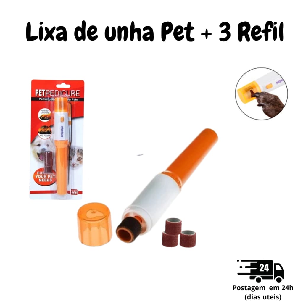 Lixador Lixa Elétrica Cortador Unhas Pet Cachorro Gato com 3 Lixas