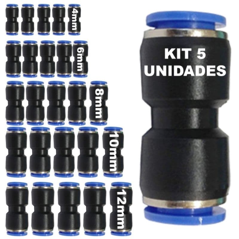 Kit Emenda Reta Engate Rapido Tecalon Pu Rodoar Pneumática 25unid