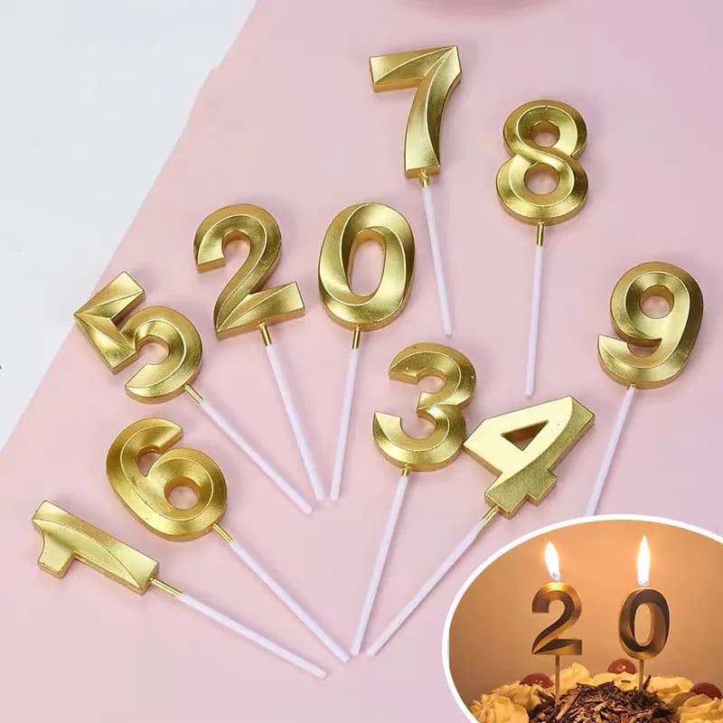 Kit 2 Velas de Aniversário Dourado e Prata Design com Palito para Bolo