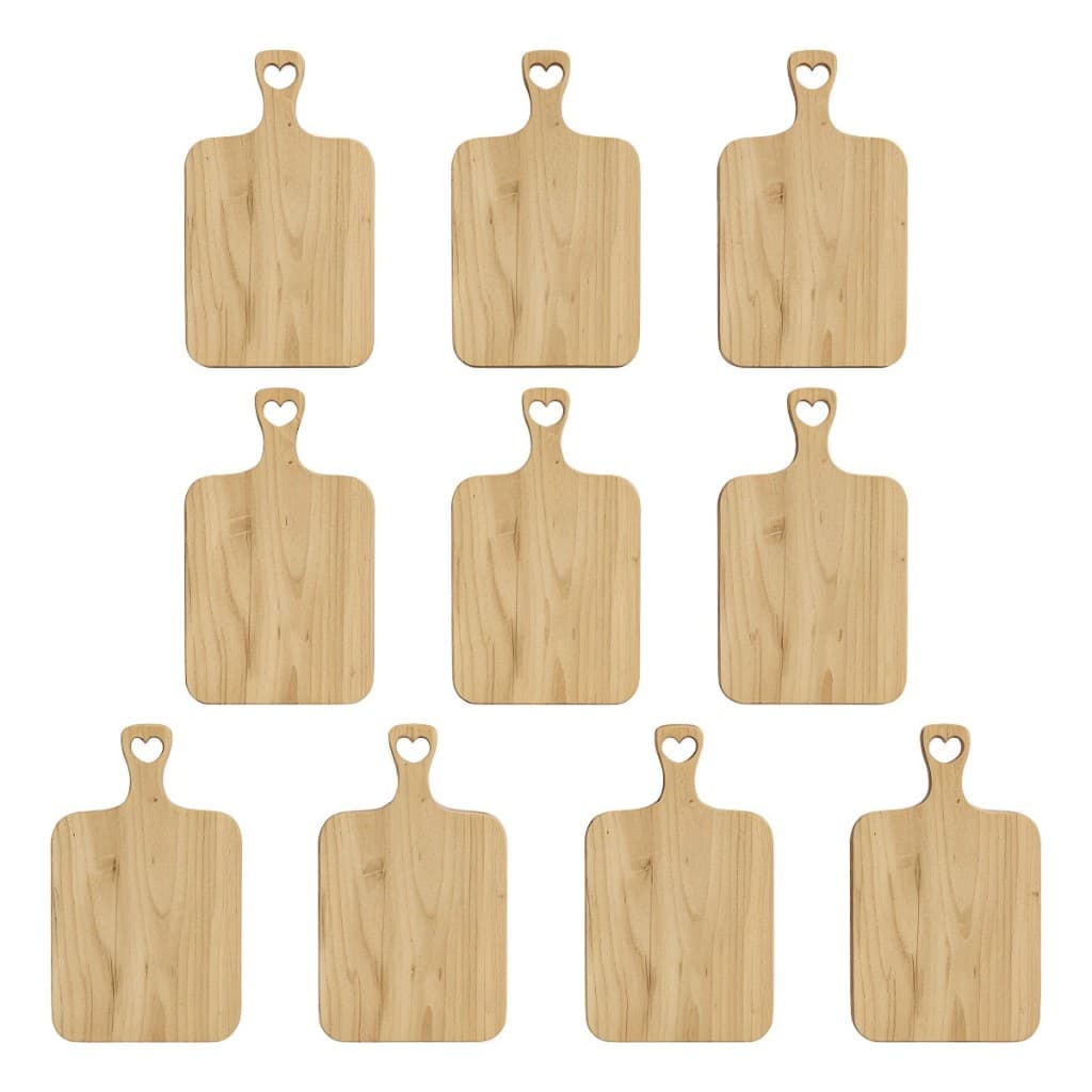 Kit 40 Mini Tábuas Decorativas 14cm Madeira Pinus com Alça Coração Lembrancinha Mesa Posta