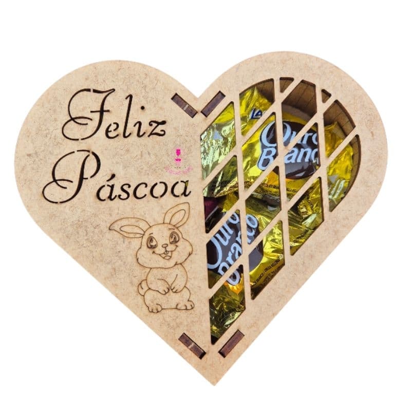 5 Caixa Coração Feliz Páscoa Bombom Mdf