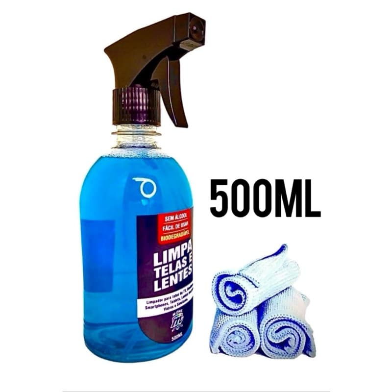 Spray Limpa Telas E Lentes 500ml Grátis Flanela Brinde