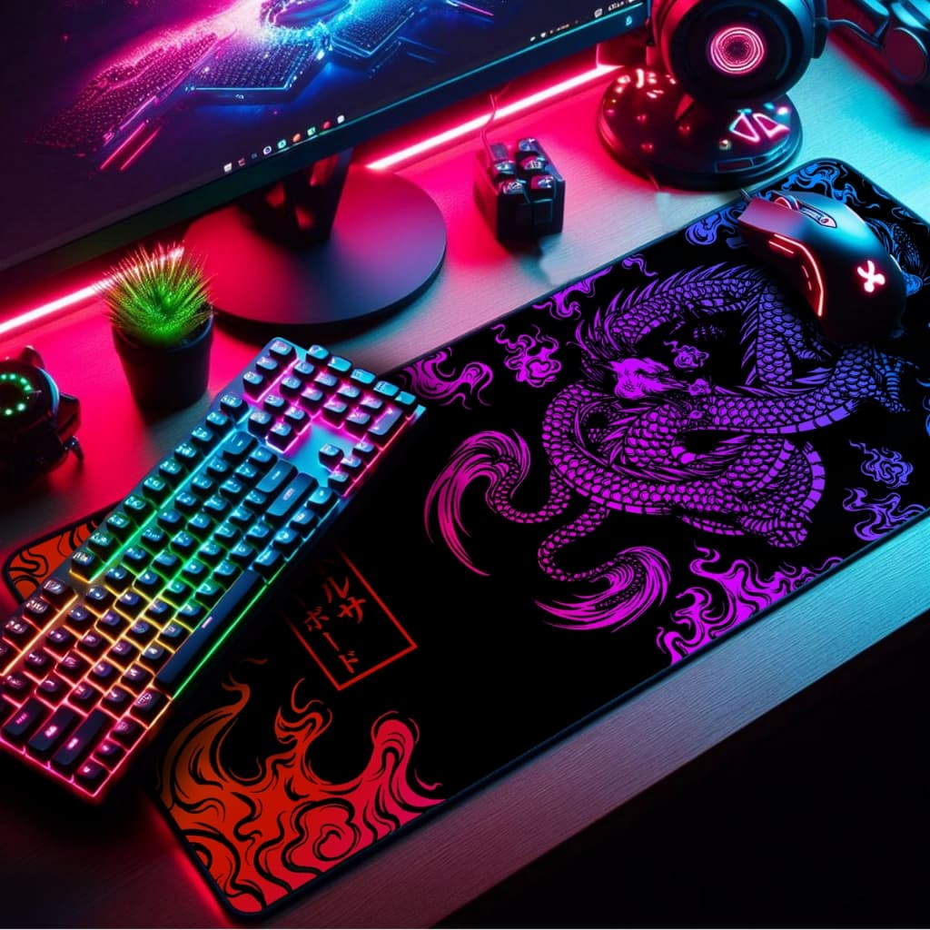 Mouse Pad Gamer Dragão Japonês Diversos Tamanhos Borda Costurada
