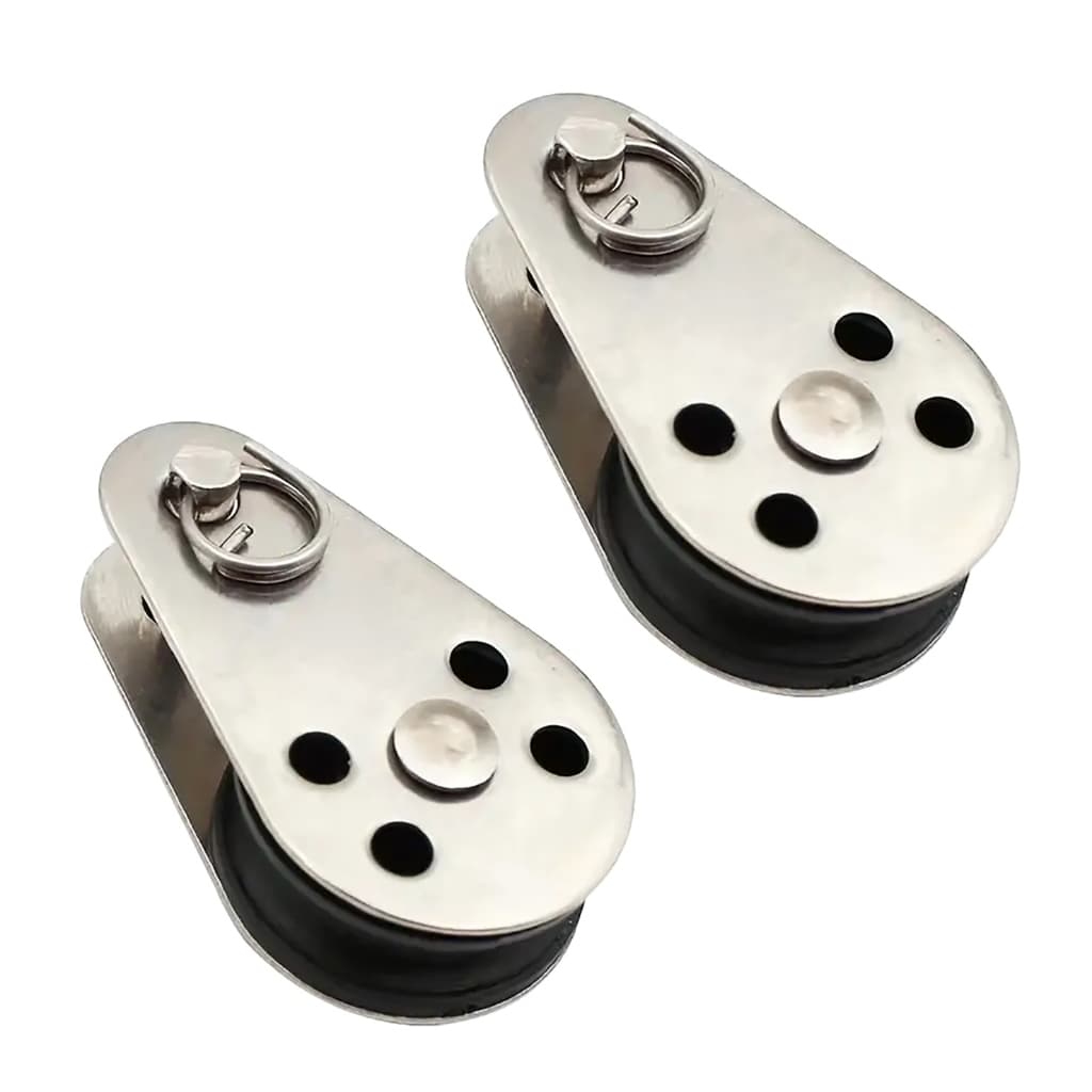 Kit 2 Roldana Polia Inox Nylon 25mm Caiaque Barco Veleiro