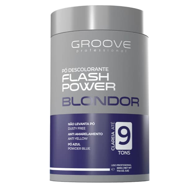 Pó Descolorante Clareia 9 Tons Flash Power Blondor Mechas Perfeitas Groove Professional 500g