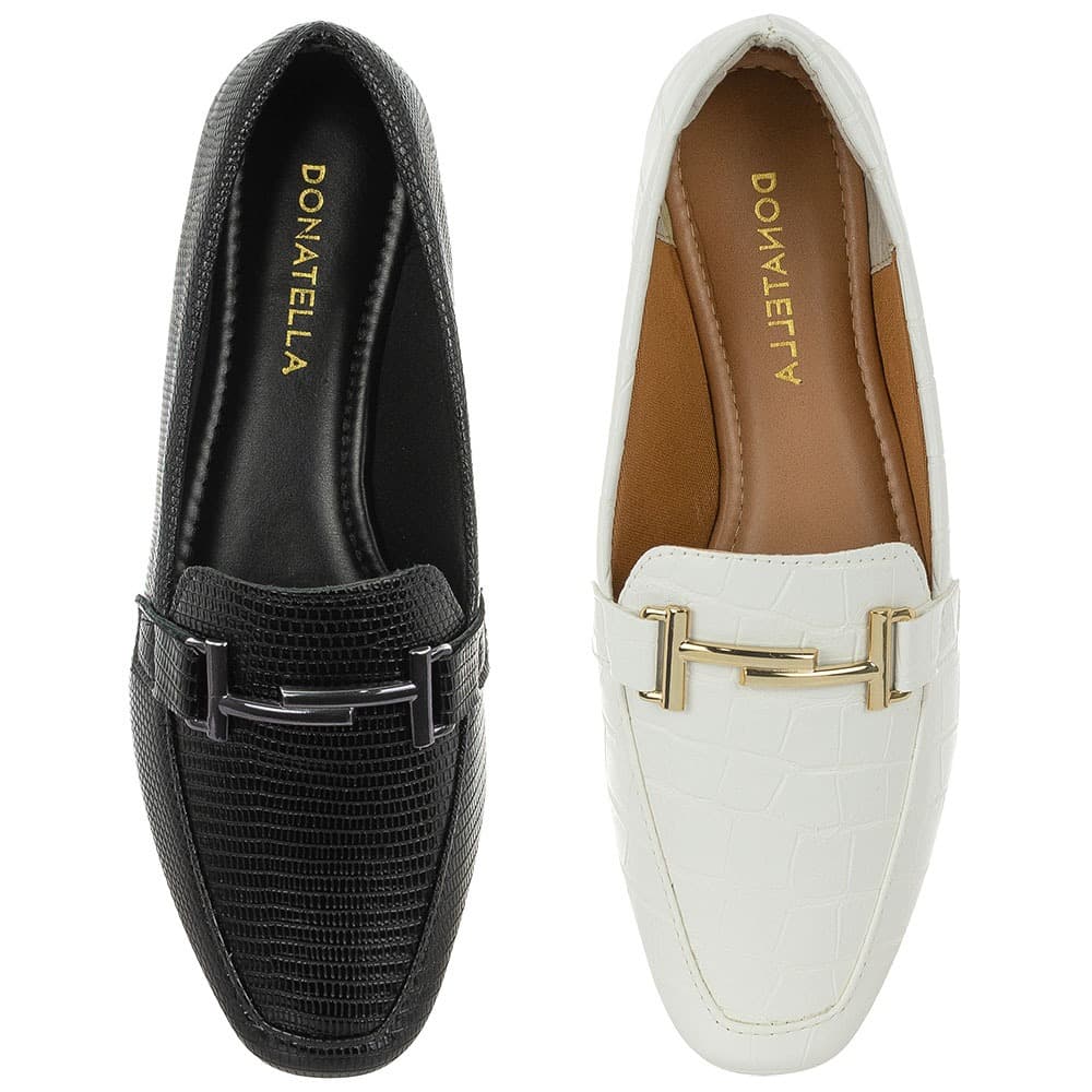 Kit 2 Pares Sapato Feminino Mocassim Donatella Shoes Sapatilha Mulher Rasteira Calçados Social Trabalho Novo