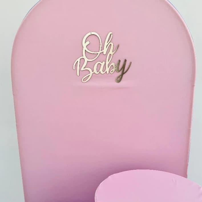 Plaquinha Letreiro Oh Baby /boy or girl metalizado em mdf para painel ou mesa