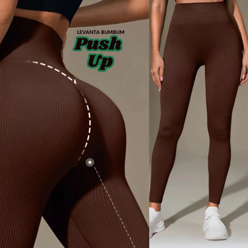 Sem transparência，Calça Legging Canelada de Cintura Alta Sem Costura para Academia Feminina, Elástica e Fitness