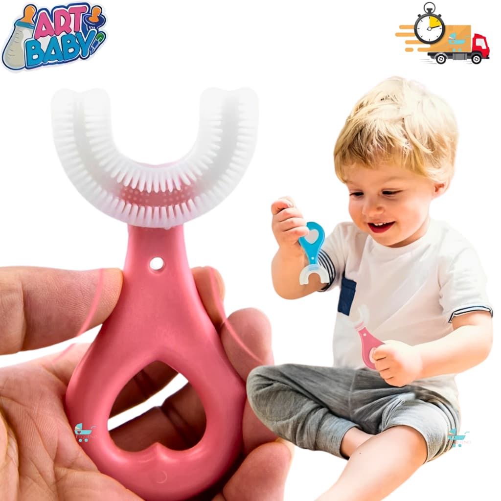 Kit Escova de Dente em Forma de U Infantil Bebê – Limpeza 360° para Crianças de 2 a 6 Anos – Zein