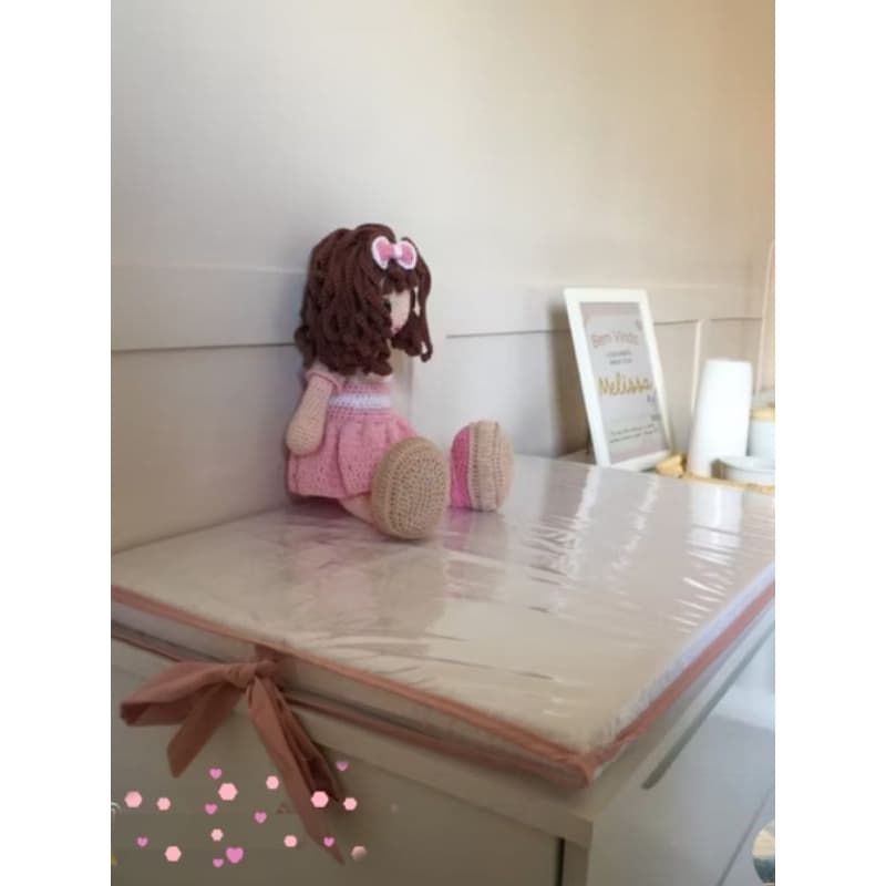 Trocador de cômoda slim branco acabamento rosê,para kit berço, menina maternidade,grávidas preparadas