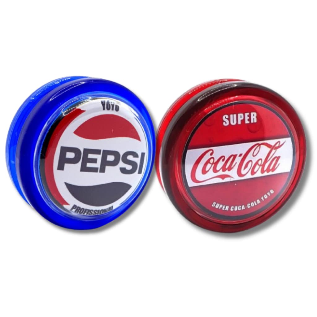 Kit 2 yoyos  Profissionais com eixo Fixo Coca Cola Fanta Sprite Retrô + 6 Cordas de Reposição (ioio, yo yo, Io io)