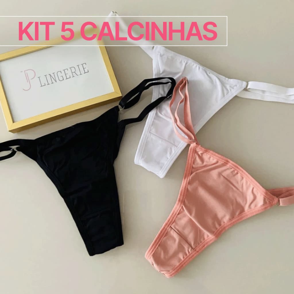 Kit C/5 Calcinha Conforto Fio Dental Regulagem Lingerie Sexy
