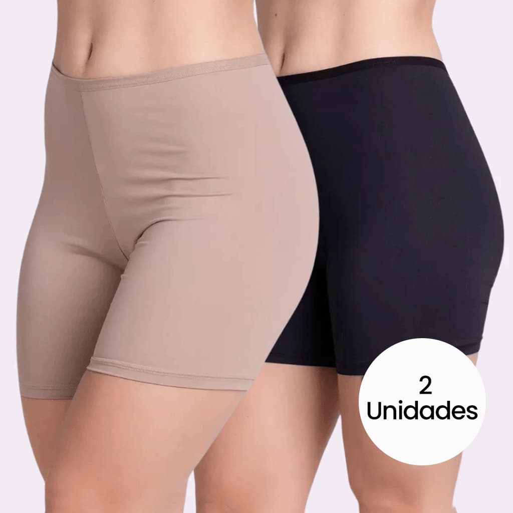 Kit 2 Short Anágua Meia Perna Liso Conforto Segunda Pele Feminino
