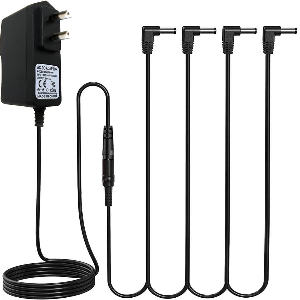 Fonte 9v 1a Centro negativo Com Adaptador Para Pedais Guitarra Teclado