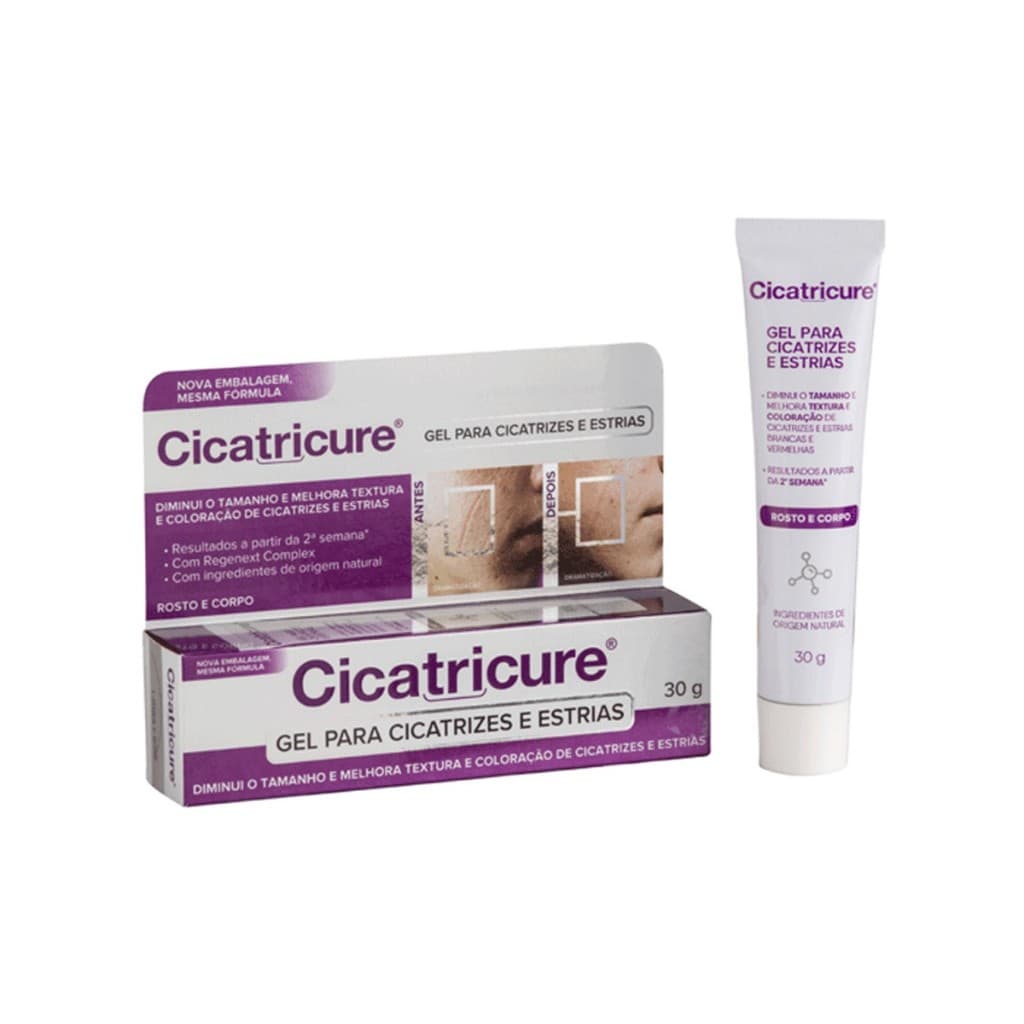 Cicatricure Gel para Cicatrizes e Estrias 30g Corpo e Rosto Tratamento Intensivo Pele Uniforme