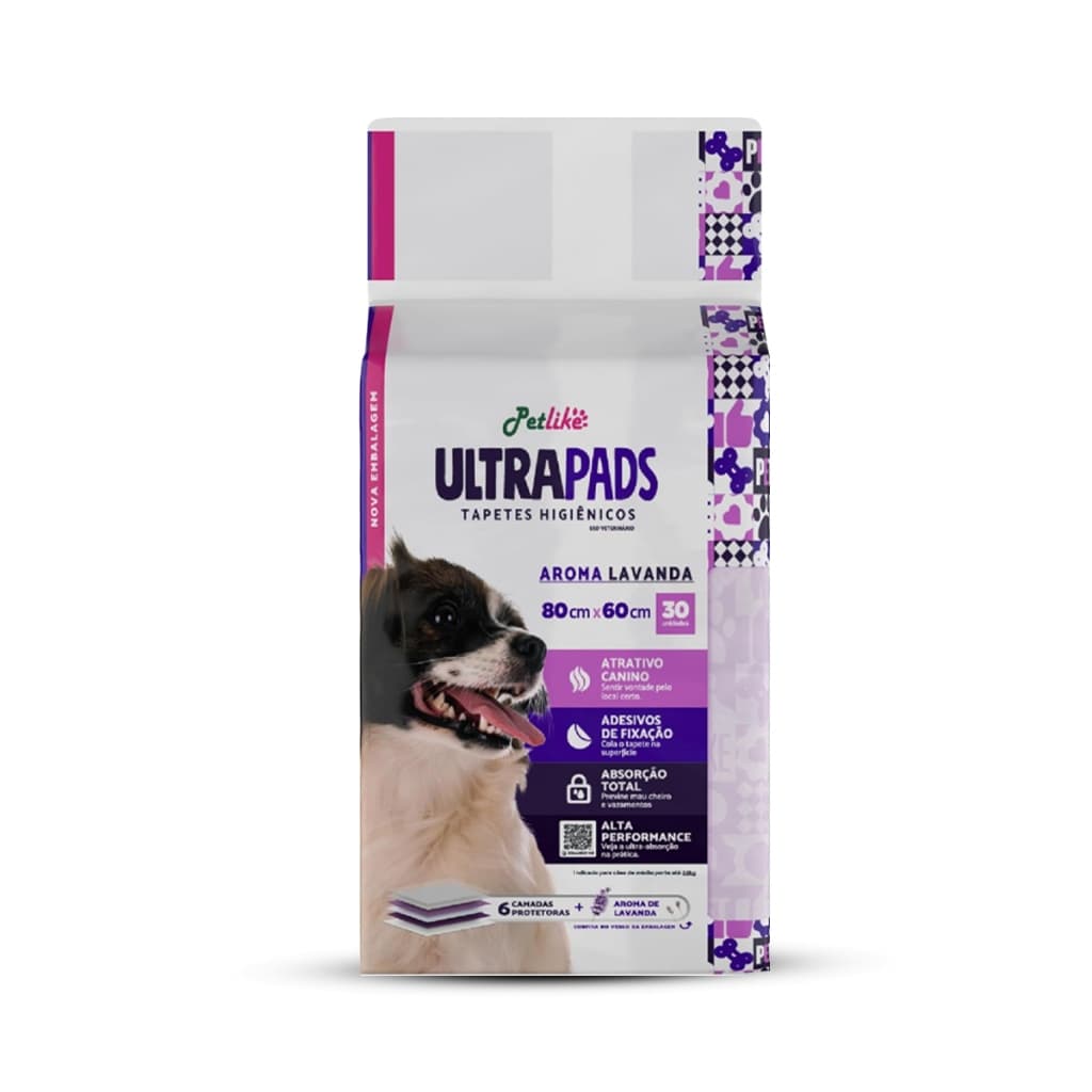 Tapete Higiênico Ultra Pad 30unid. 80x60cm Aroma Lavanda