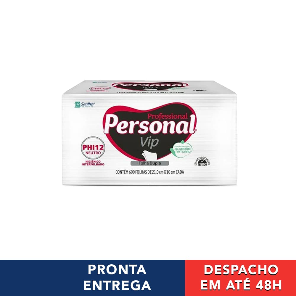 Papel Higiênico Interfolhado 21cmx10cm Folha Dupla Com 600 Folhas Personal Vip Santher