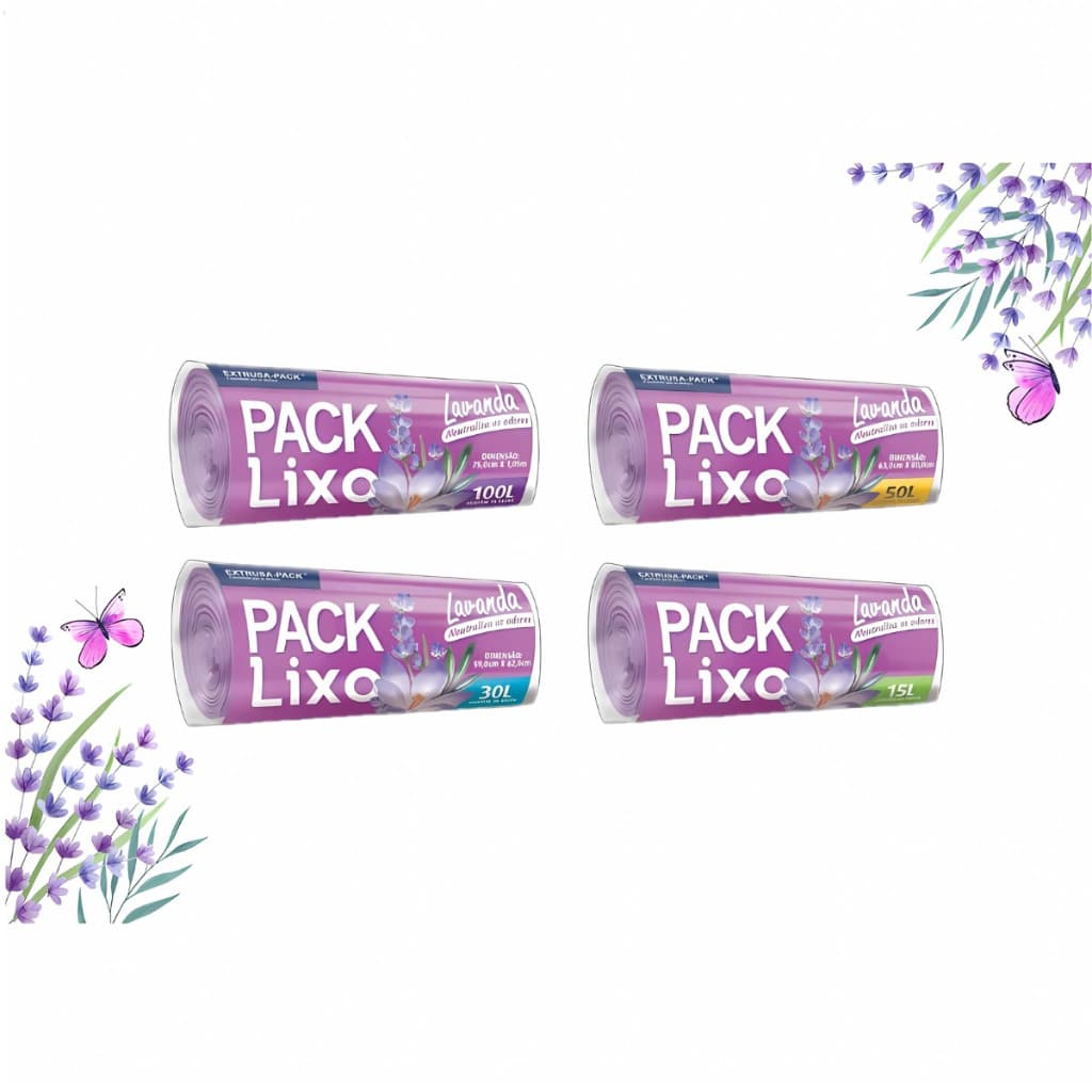 Saco de Lixo Perfurmado LAVANDA 3L, 15L, 30L, 50L, 100L Resistente Reforçado Anti odores Cozinha