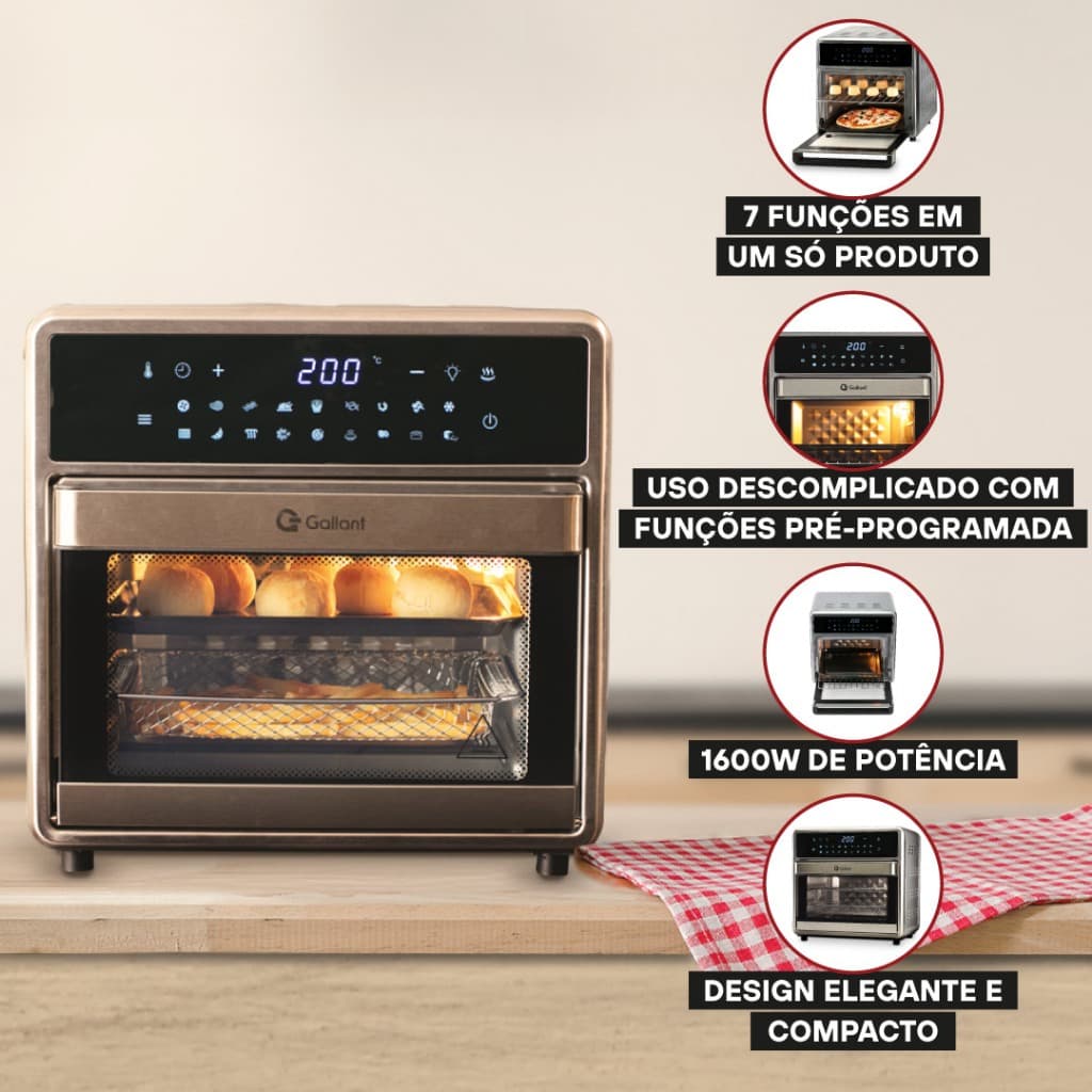 Fritadeira Air Fryer Forno 15L Gallant Digital GFE15 Super Compact 220V
