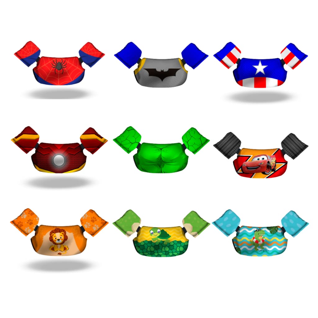 Colete Boia De Braço e Peito Salva Vidas Piscina Verão Praia Infantil Kids Tema Varios Modelos Menino Até 25kg Não Fura