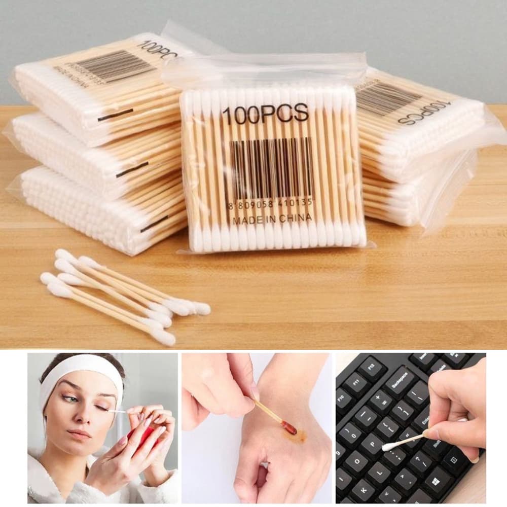 Kit 100/600/1000 unid Cotonete hastes flexíveis de madeira de bambu Natural orgânico biodegradável e ecológico