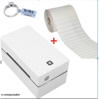 1 Impressora Térmica USB + 1 Rolo De Etiqueta 95x12 Para Joias