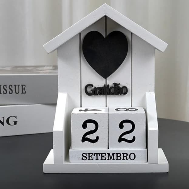 Calendário Gratidão 7x12Cm De Blocos Para Todos Os Anos Elegante E Rústico Em Formato De Casinha