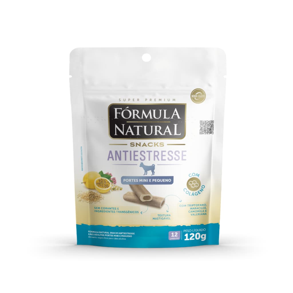 Snack Formula Natural Antiestresse para Cães Porte Mini e Pequeno 120g