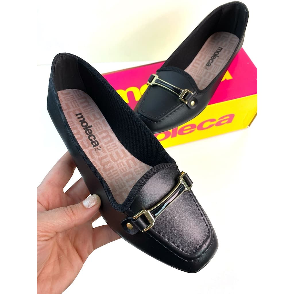 Sapatilha Feminina Moleca Preta Casual Confortável