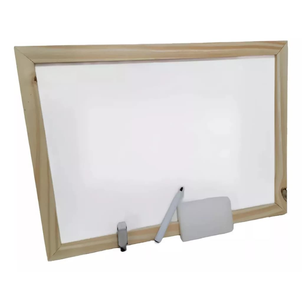 Lousa Quadro Branco Moldura Mdf Premium 26x36 Cm + Brinde