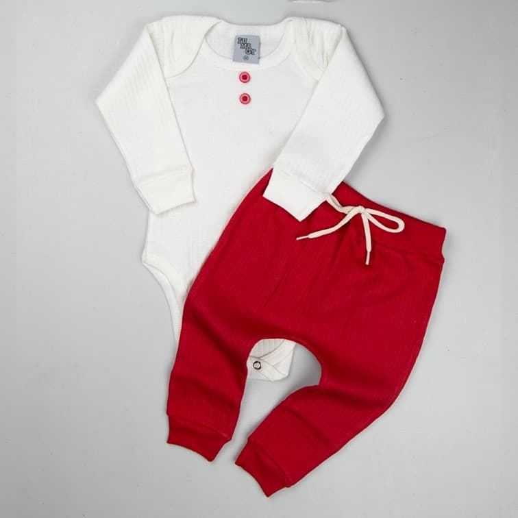 Kit Body Canelado 2 peças Inverno. Body e calça Roupa Bebê Infantil Menino e Menina