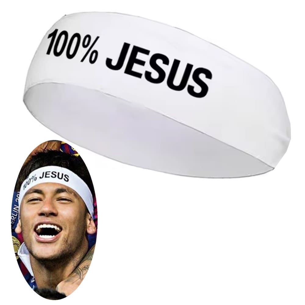 FAIXA DE CABELO 100% JESUS ESTILO NEYMAR CAMISA 10 DO SANTOS / MENINO NEY E BANDANA COR BRANCA