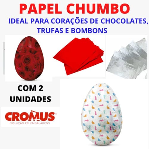 Papel Chumbo (43cm X 59cm) C/2und - Para Ovos  de Páscoa / Chocolates em Geral - Cromus