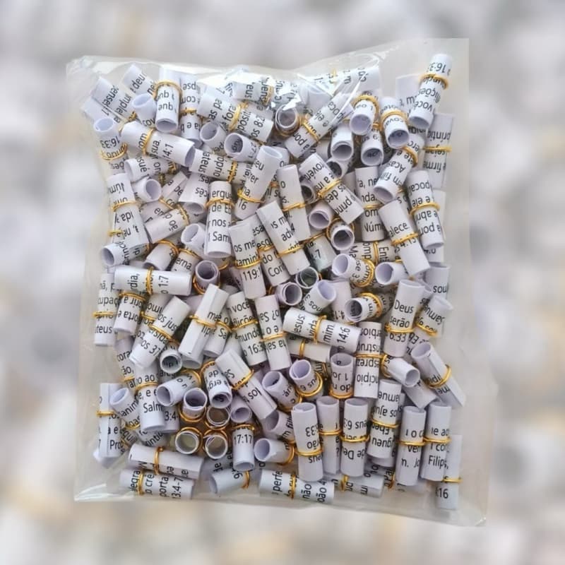 400 Lembrancinhas Versículos Bíblicos Enroladinhos Brancos para Festas Casamentos Batizados etc