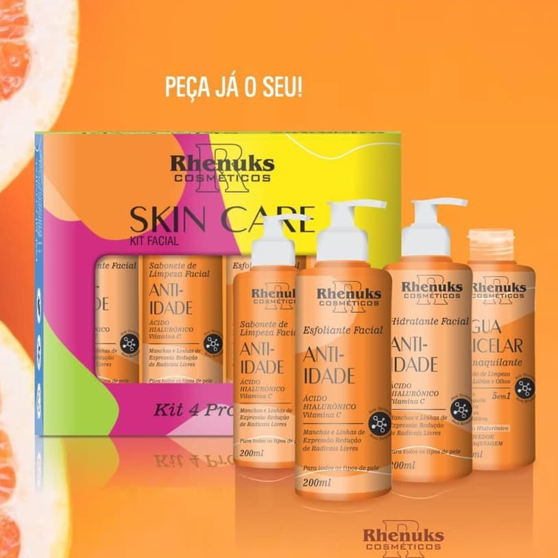 KIT SKIN CARE - LIMPEZA FACIAL - VITAMINA C - ANTI IDADE