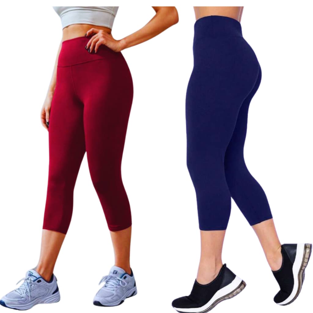 Corsario feminino capri  Legging Corsário De Academia Lisa cos alto super confortável