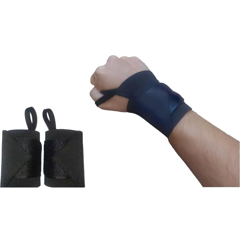 Par de Munhequeira Academia Profissional Articulação Crossfit Training Preto